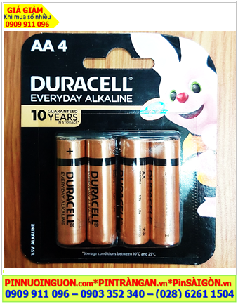 Duracell LR6-MN1500B4, Pin AA Duracell LR6 MN1500 Everyday Alkaline 1.5v chính hãng /Vỉ 4viên